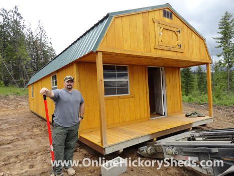 hickory-sheds-happy-owners-17 A man happy with his new Hickory Shed