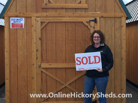 hickory-sheds-happy-owners-32 A woman happy with her new Hickory Shed
