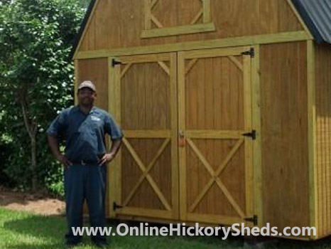 hickory-sheds-happy-owners-46 A man happy with his new Hickory Shed