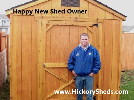 hickory-sheds-happy-owners-5 A man happy with his new Hickory Shed