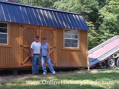 hickory-sheds-happy-owners-50 A couple happy with their new Hickory Shed