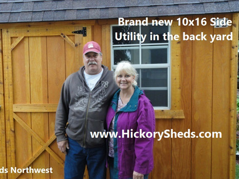 hickory-sheds-happy-owners-7 A couple happy with their new Hickory Shed