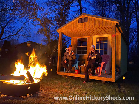 hickory-sheds-happy-owners-64 Enjoying our Hickory Shed Front Porch by campfire